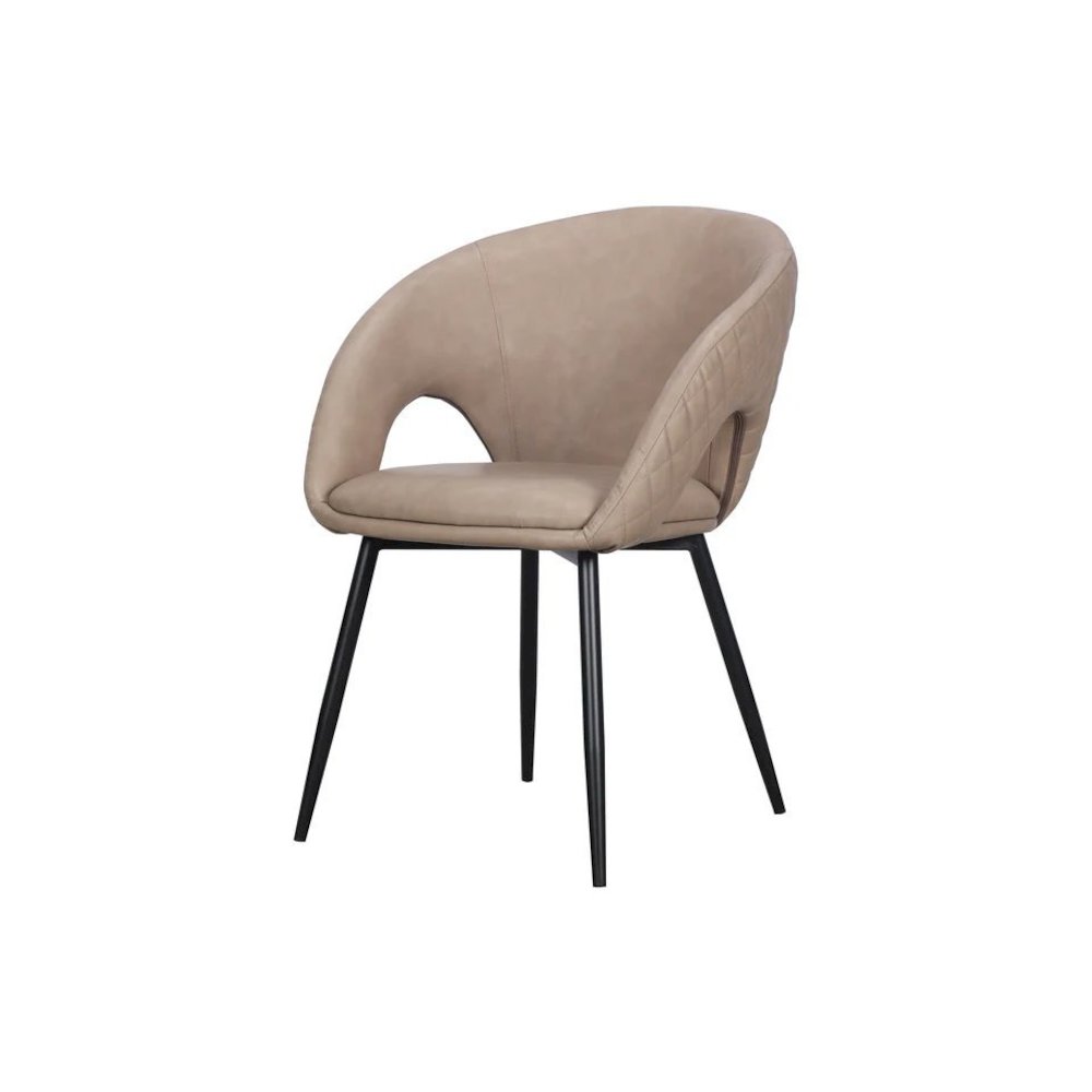 Dining Chair with PU Seat and Black Metal legs