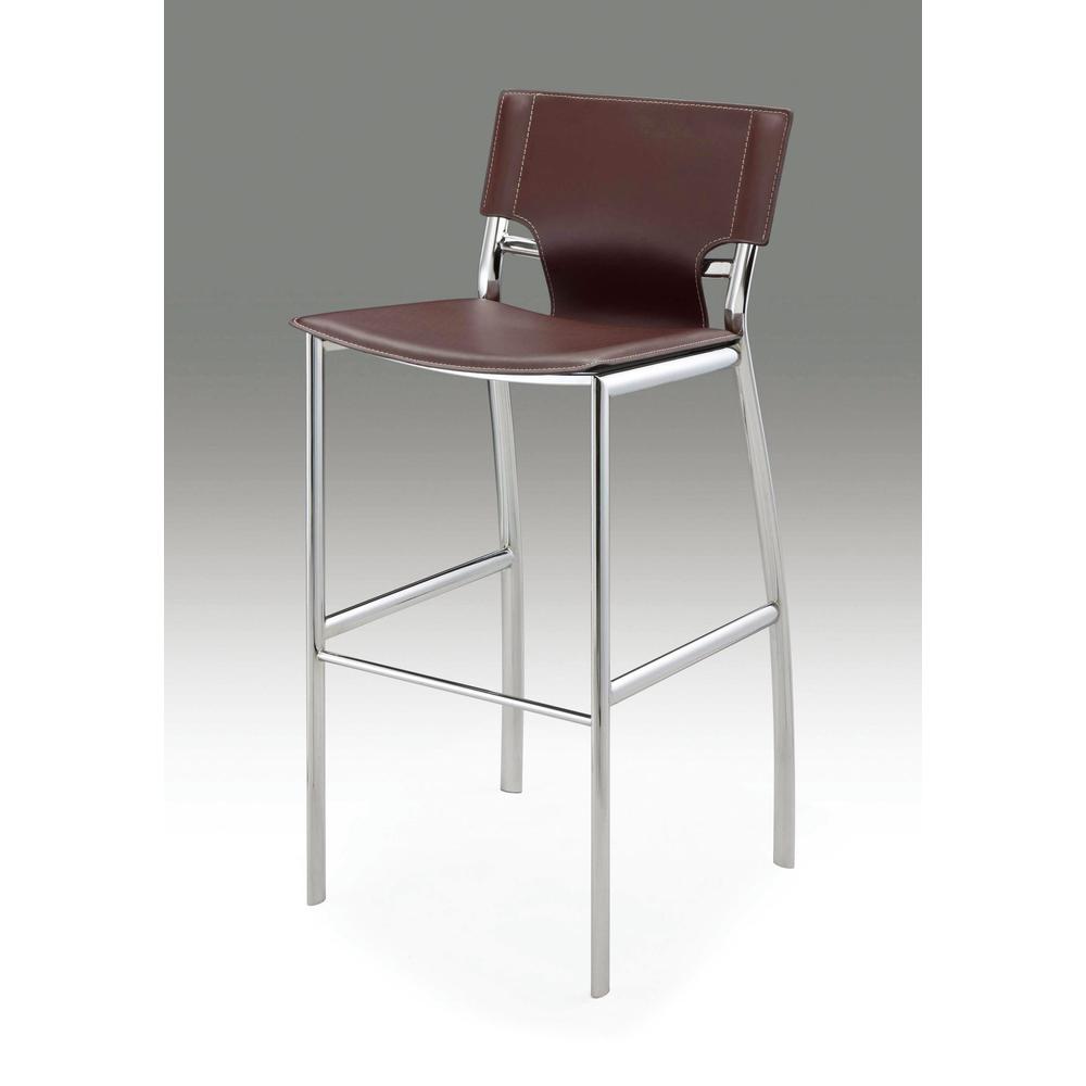 Dark Brown Leather Bar Stool