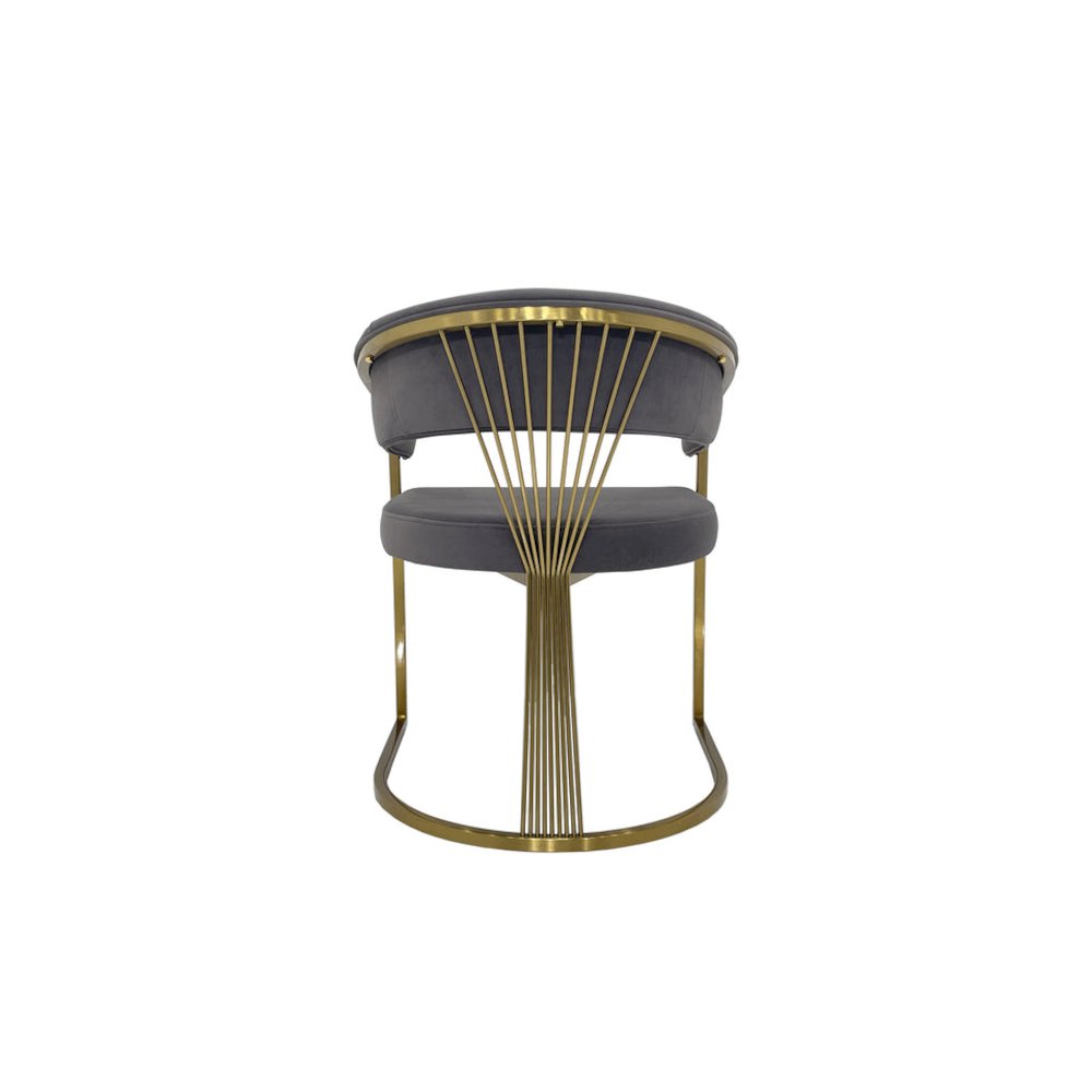 Taupe Velvet Cushion Dining Chair with Matte Gold Legs