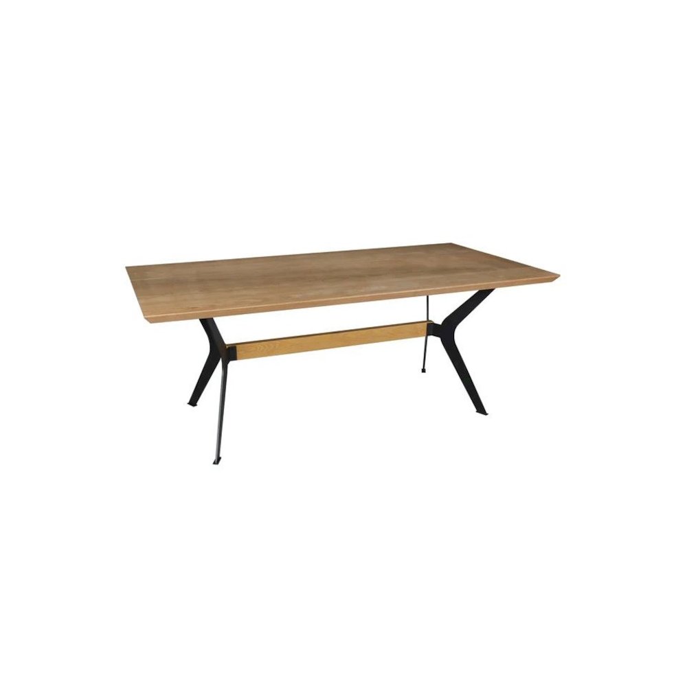 Dining Table with Veneer Top and Metal Black legs
