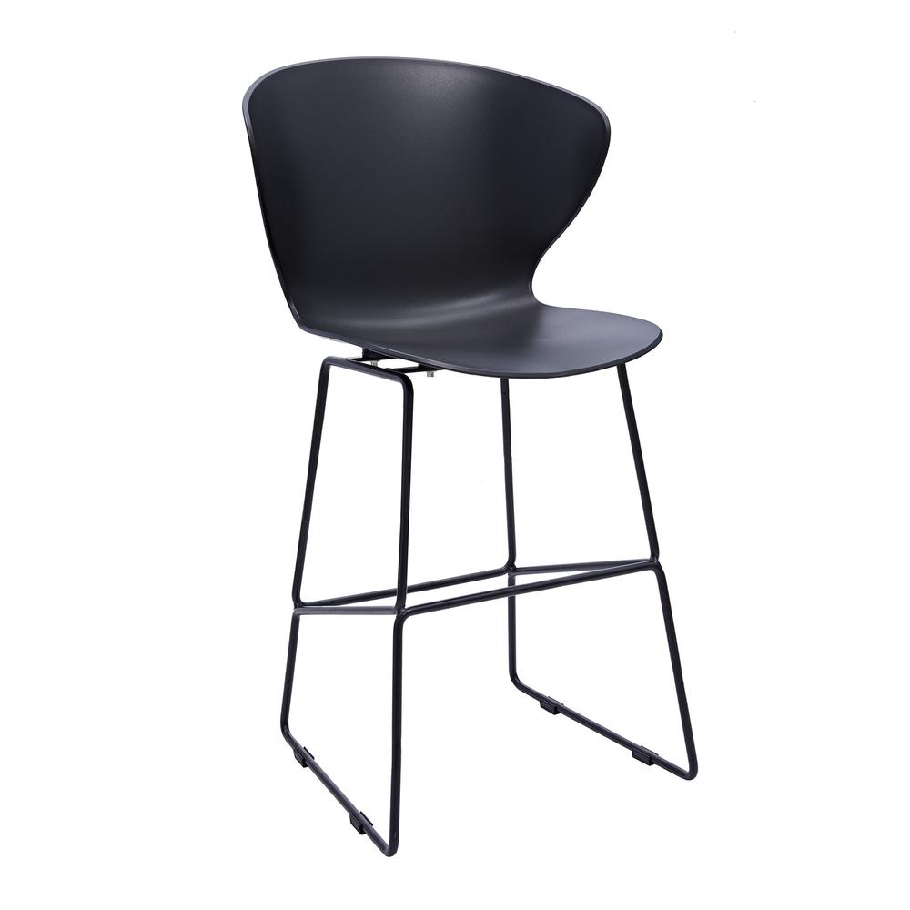Midcentury Polypropylene Counter Stool With Metal Legs