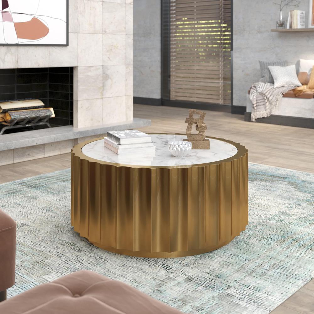 Marble Coffee Table With Gold Stainless Steel Base