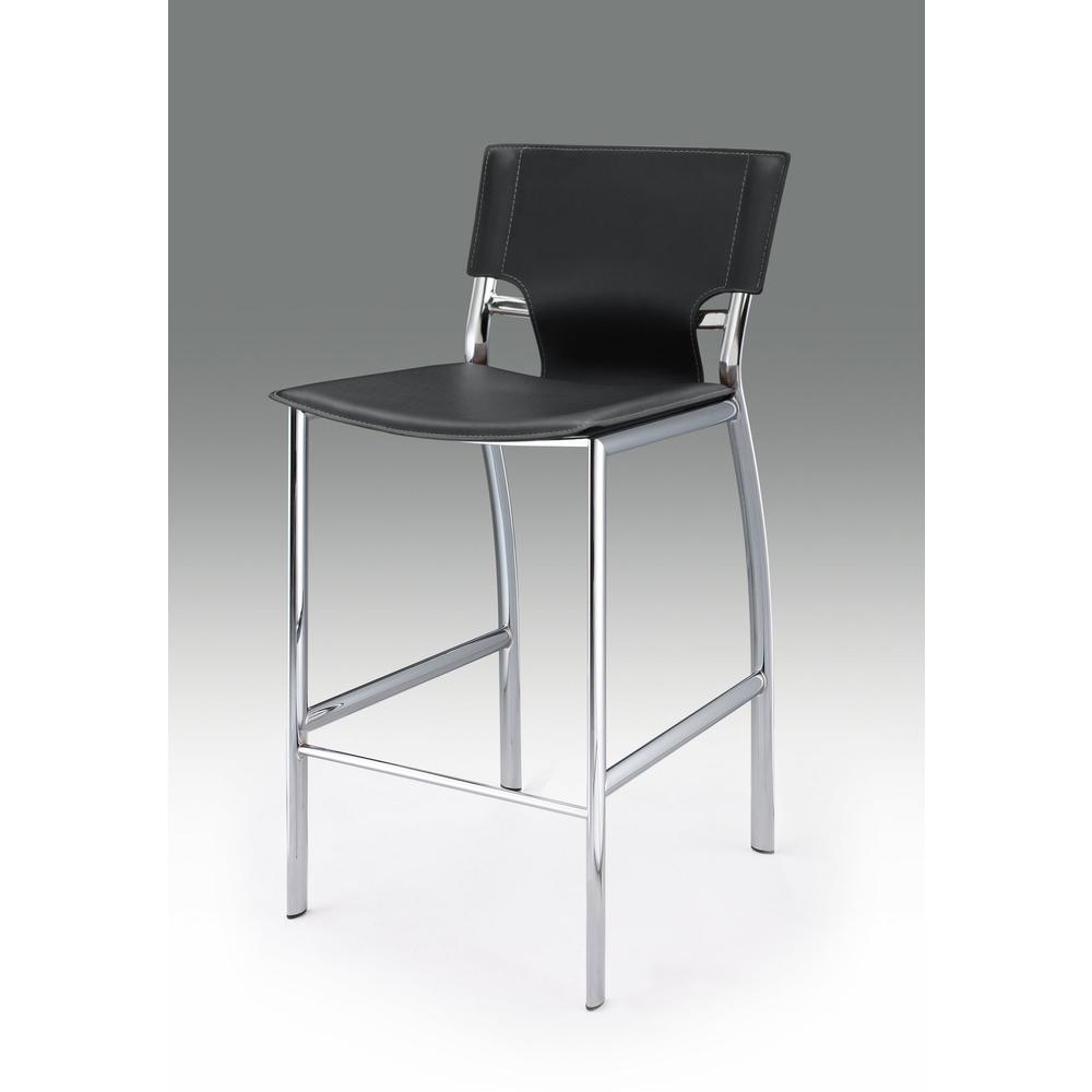 Metal Bar Stool W/Black Cushion