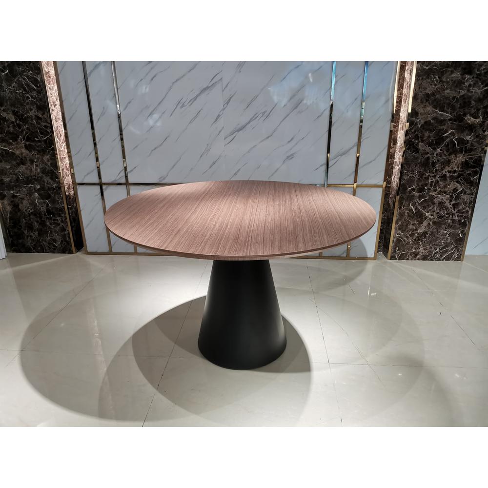 Walnut Wood Top Dining Table W/Black Powder Coating Base