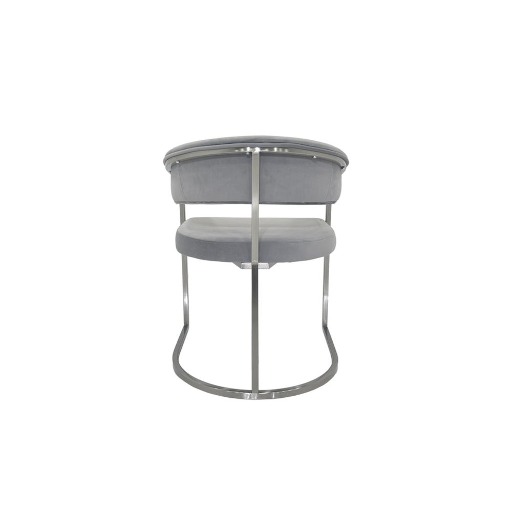 Dark Gray Velvet Cushion Dining Chair with Matte Gold Legs