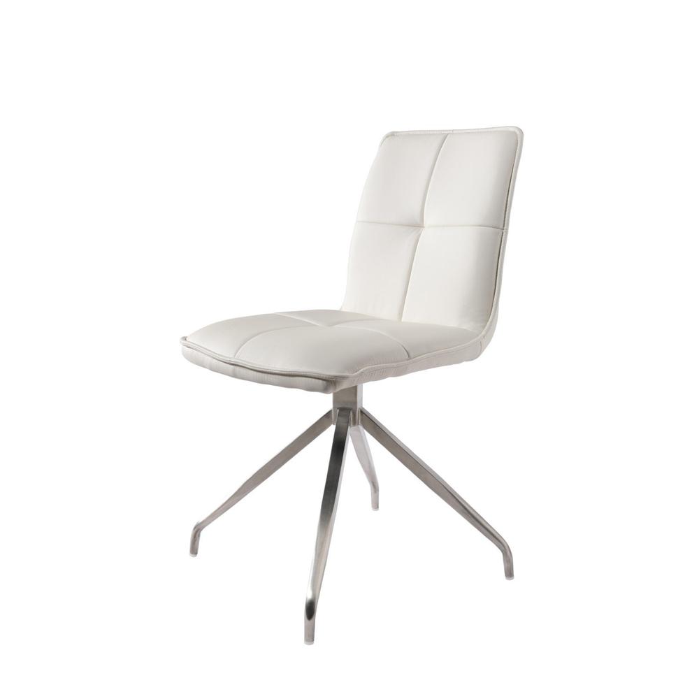 Dining Chair With Pu Seat And Brushed Stainless Steel Leg