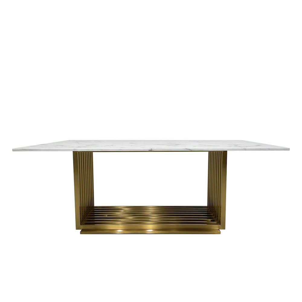 White Marble Dining Table and Matte Gold Base
