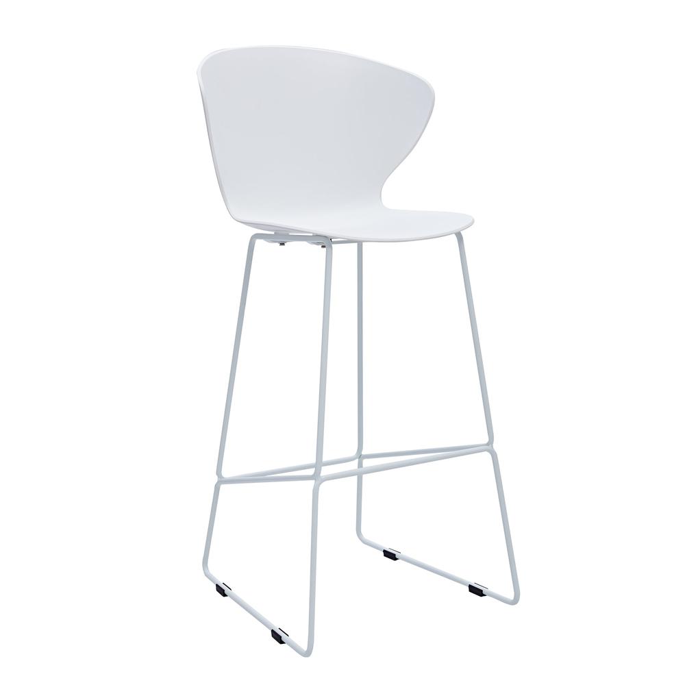 Midcentury Polypropylene Counter Stool With Metal Legs