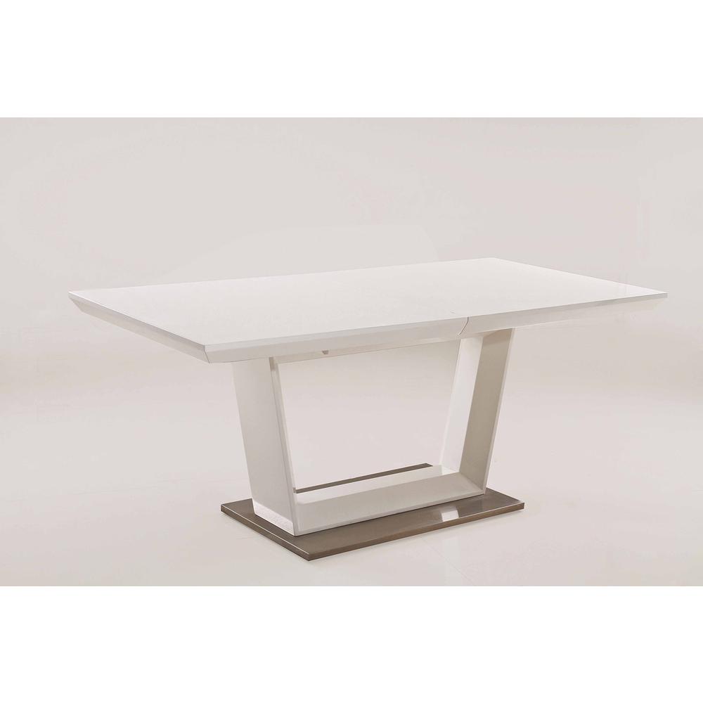 (71″ – 94.5) Lacquer Top Dining Table With Ss Base