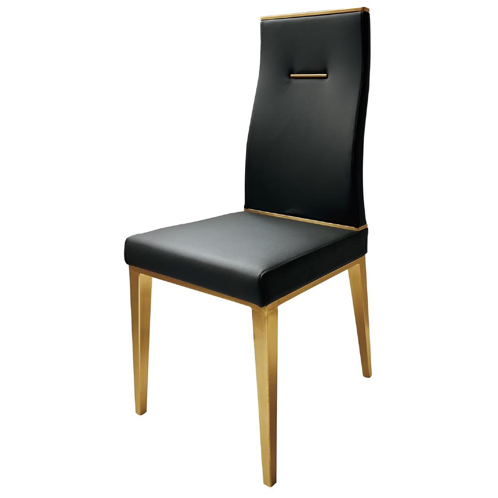 Black Dining Chair With Brushed Gold Stainless Steel Legs