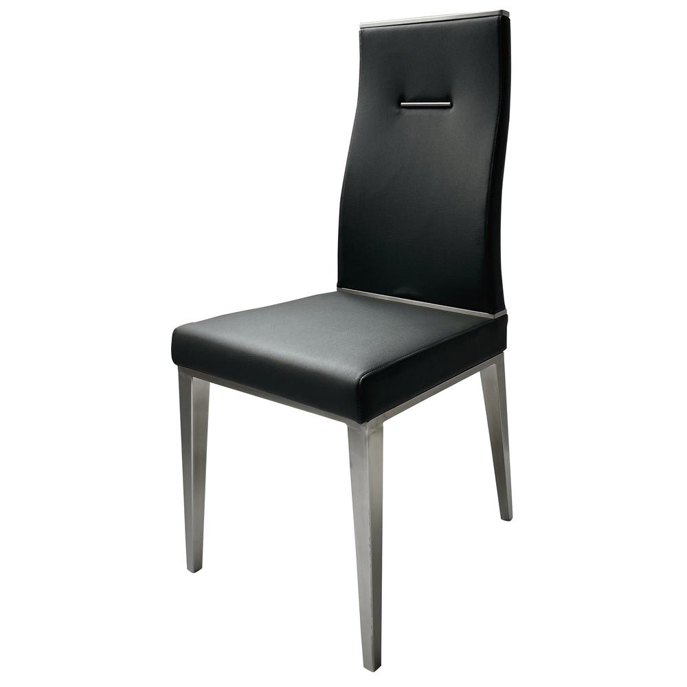 Black Dining Chair With Brushed Stainless Steel