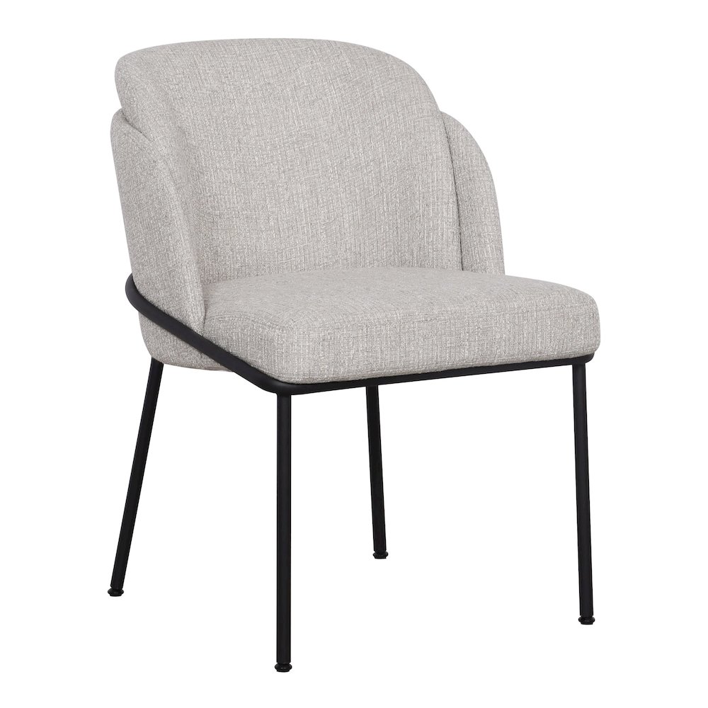 Slub Weave Fabric Dining Chair with Black Metal legs