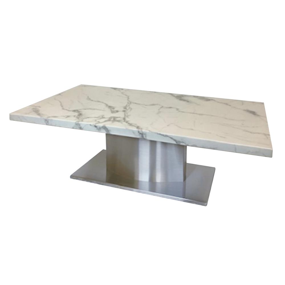 Coffee Table W/ White Marble Top And Stainless Steel Base