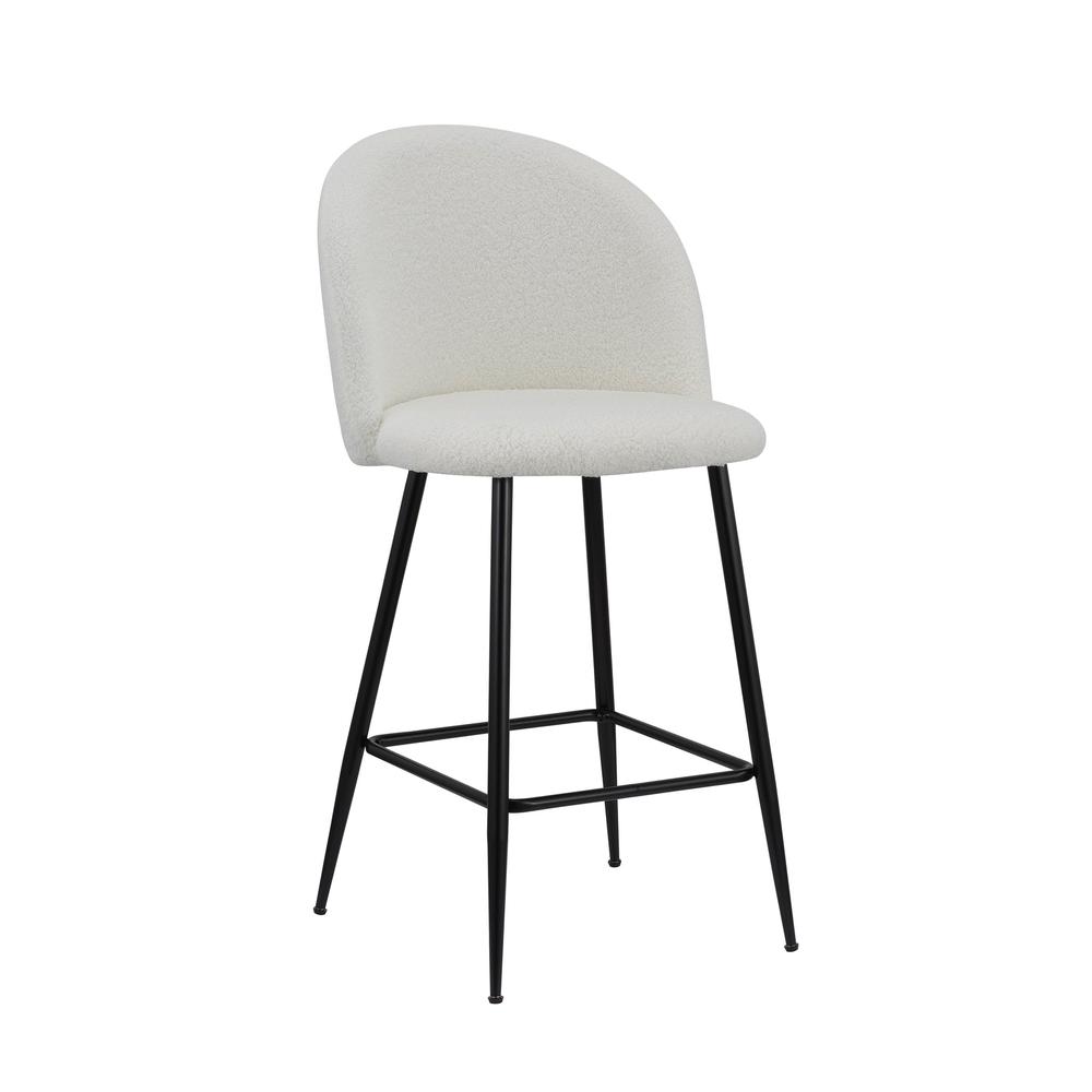 Teddy Fabric 26”H Stool With Metal Leg