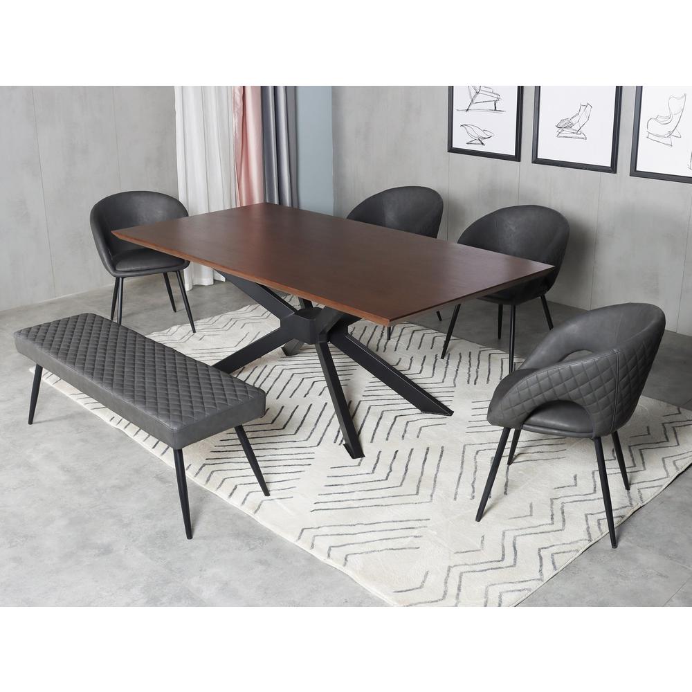 Contemporary Upholstered Dining Bench with Black Sanded Legs