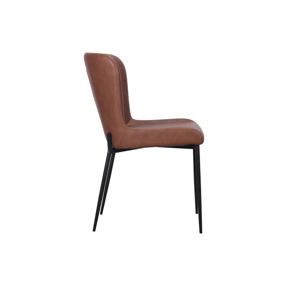 Dining Chair with PU Seat and Black Metal legs