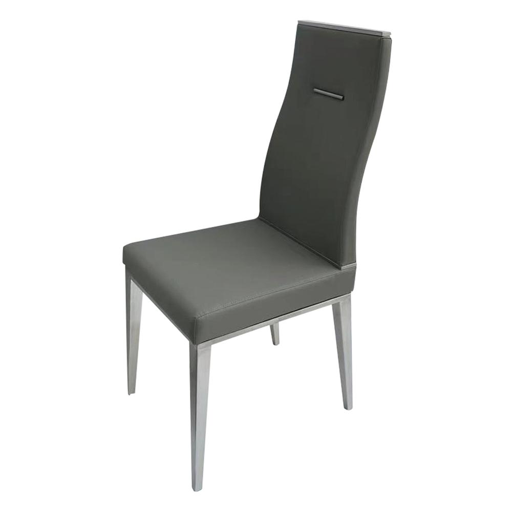 Dark Gray Dining Chair With Brushed Stainless Steel
