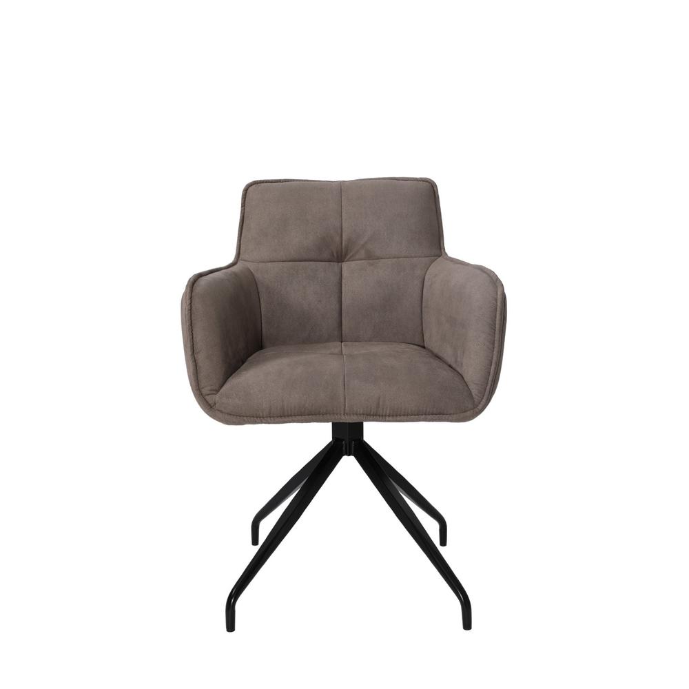 Arm Chair With Fabric Seat And Black Matte Powder Coationg Leg