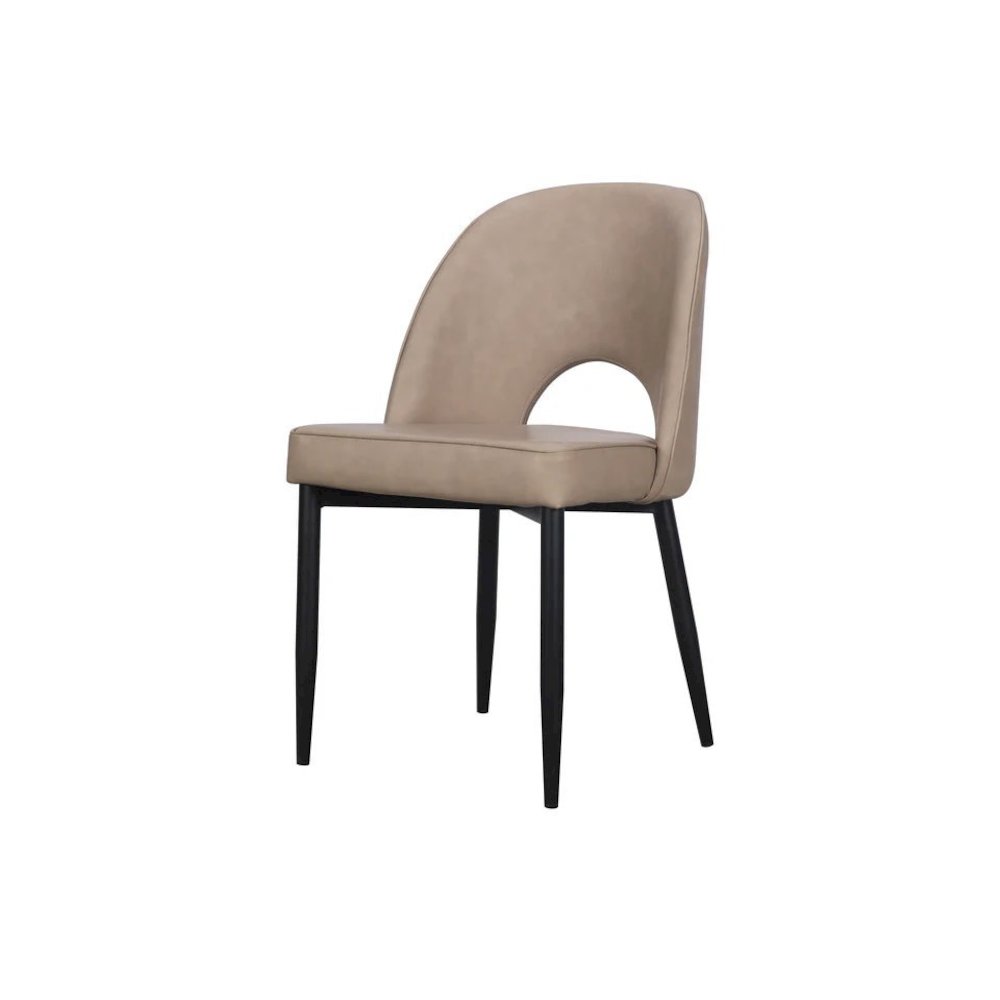 Dining Chair with PU Seat and Black Metal legs