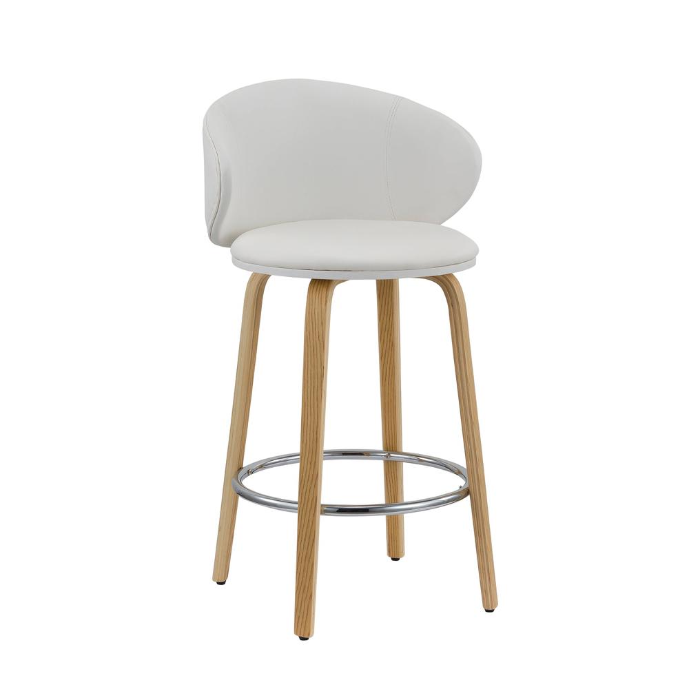 26”H  Pu Stool With Wood Leg