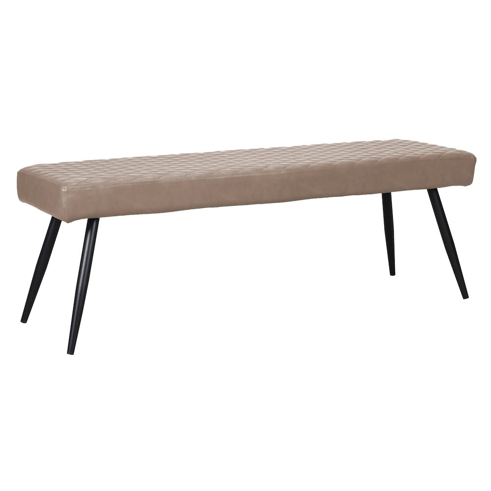 Quilted Taupe Faux Leather Upholstered Dining Bench