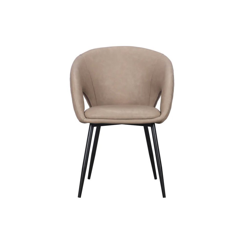Dining Chair with PU Seat and Black Metal legs