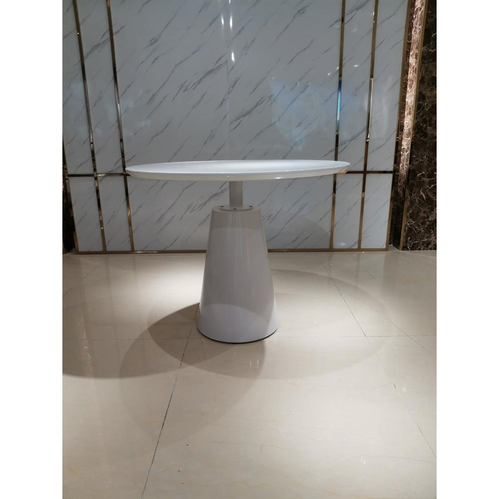 White Lacquer Top Dining Table W/White Powder Coating Base
