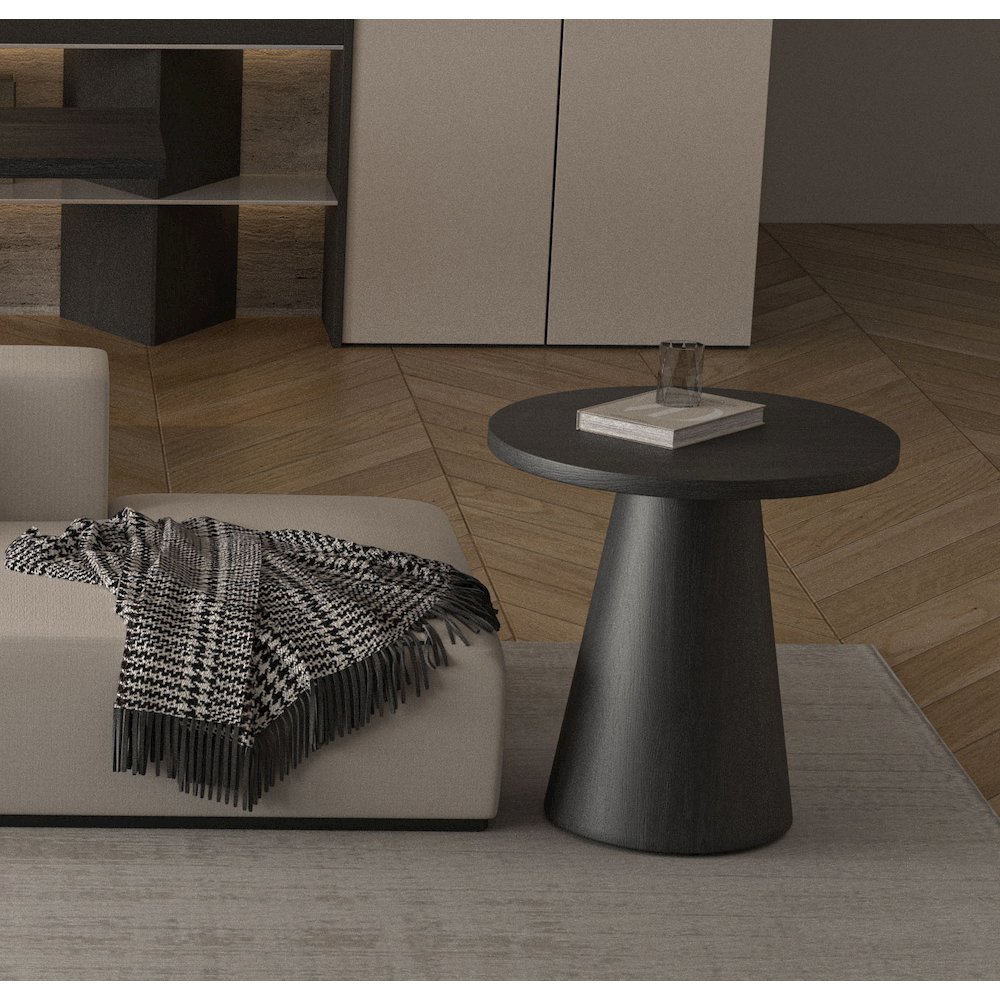 Black Willow Wood Veneer End Table