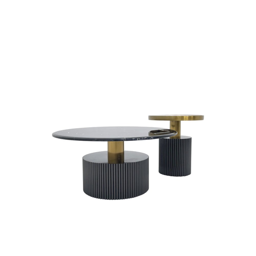 Coffee Table with Marble Top and Matte Gold Frame