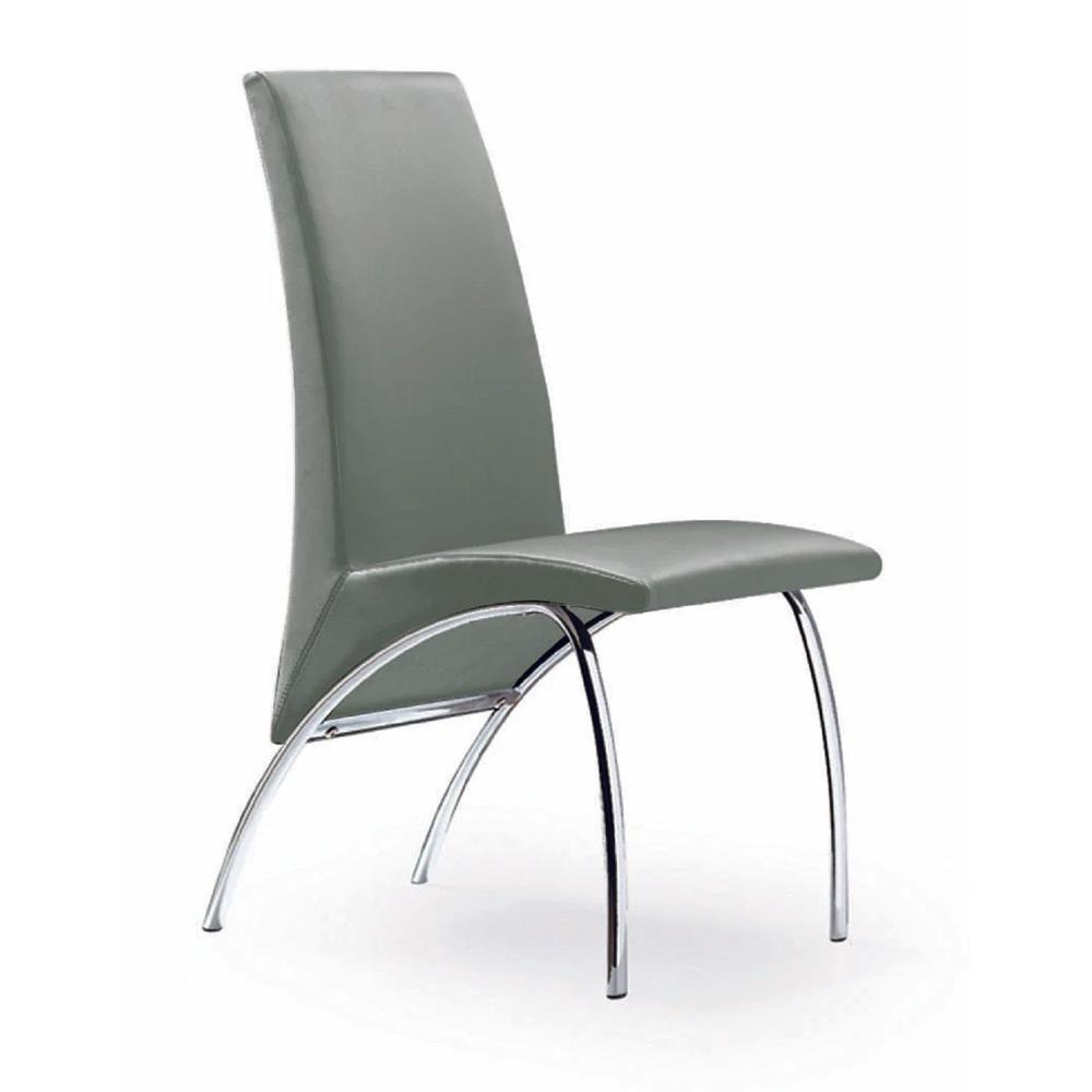 Gray Chair Pu Chrome Legs