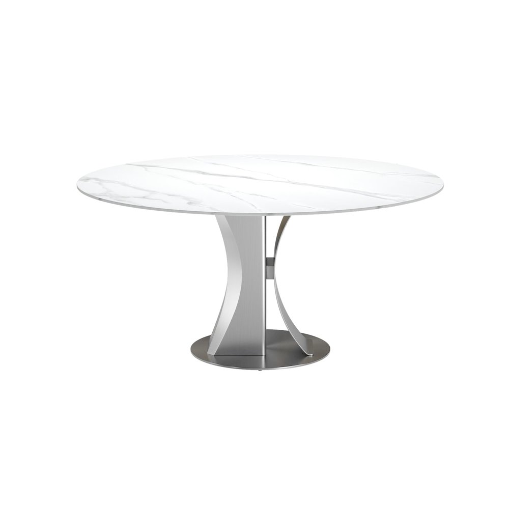 60″ Rd Sintered Stone Dinnig Table with Brushed Gold Base