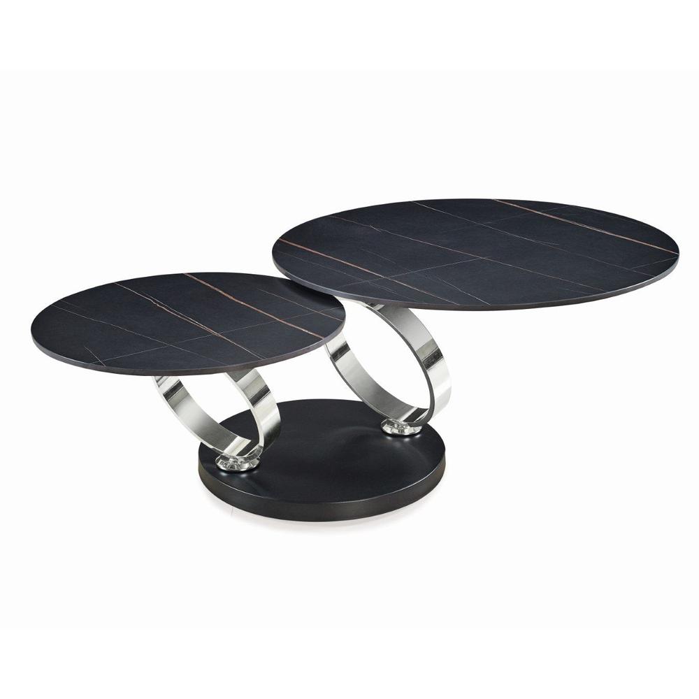 Motion Black Ceramic Top Coffee Table With Stainless Steel