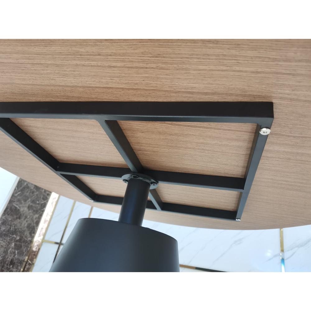 Walnut Wood Top Dining Table W/Black Powder Coating Base