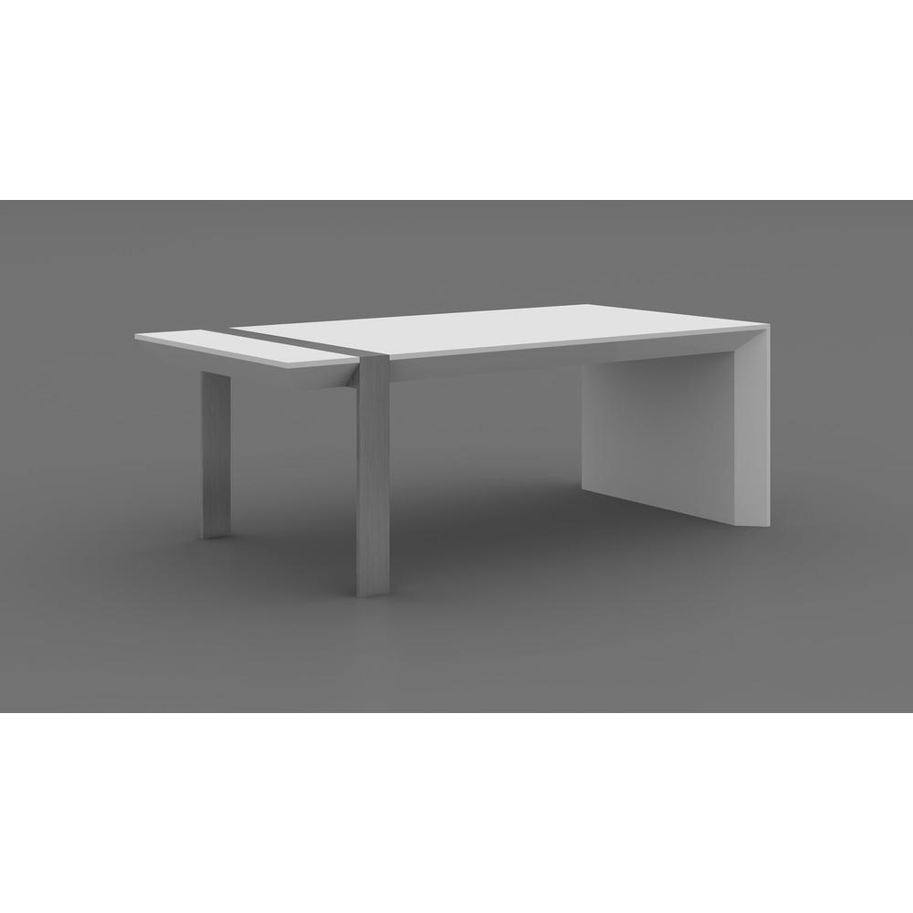 White/Brushed Stainless Steel Leg