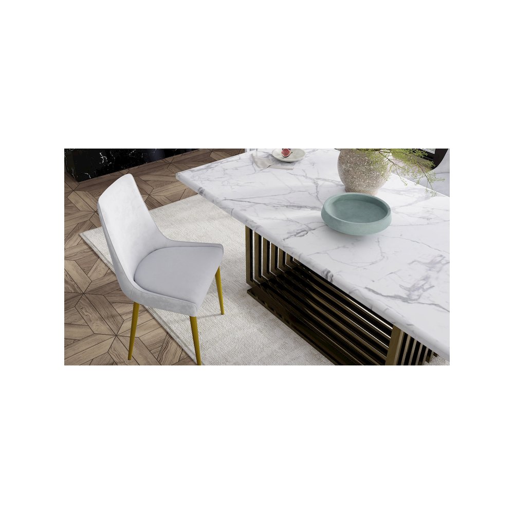 White Marble Dining Table and Matte Gold Base