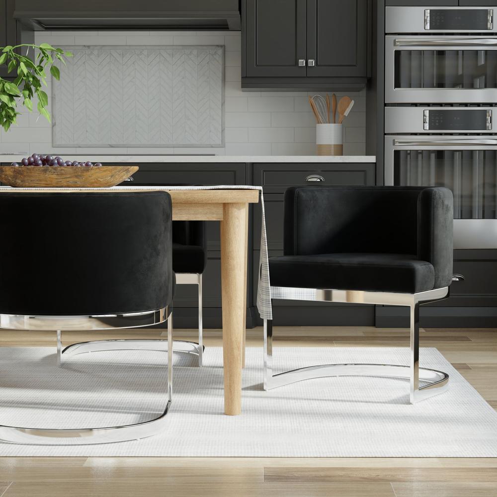 Wingback Dining Chair In Black Fabric