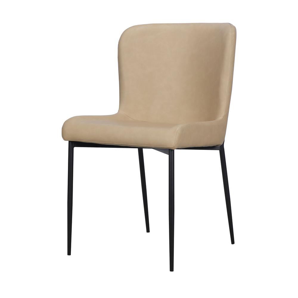 Dining Chair with PU Seat and Black Metal legs