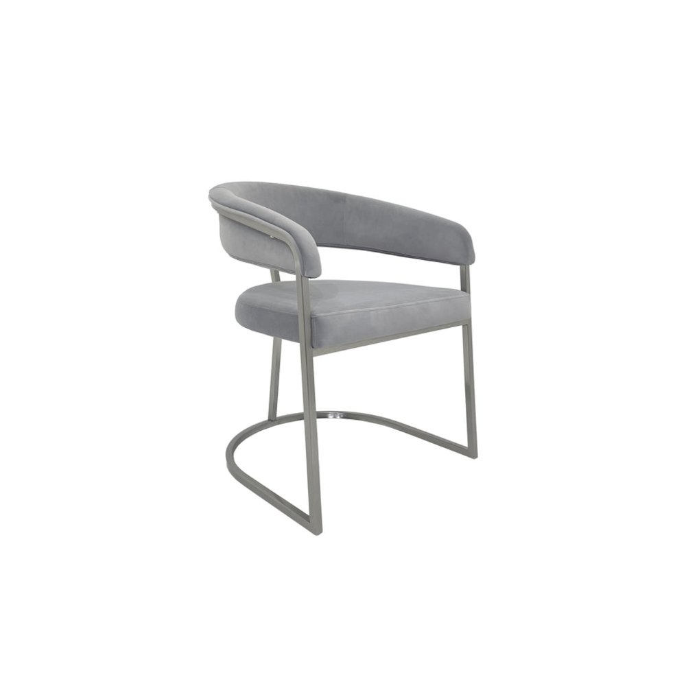 Dark Gray Velvet Cushion Dining Chair with Matte Gold Legs