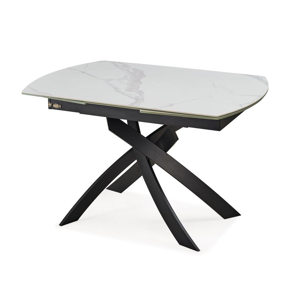 Dining table with Sintered stone top and black metal legs