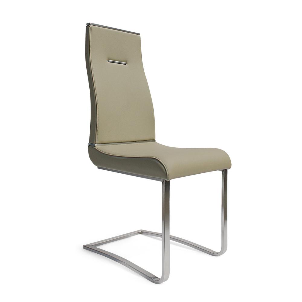 Light Gray Dining Chair With Brushed Stainless Steel