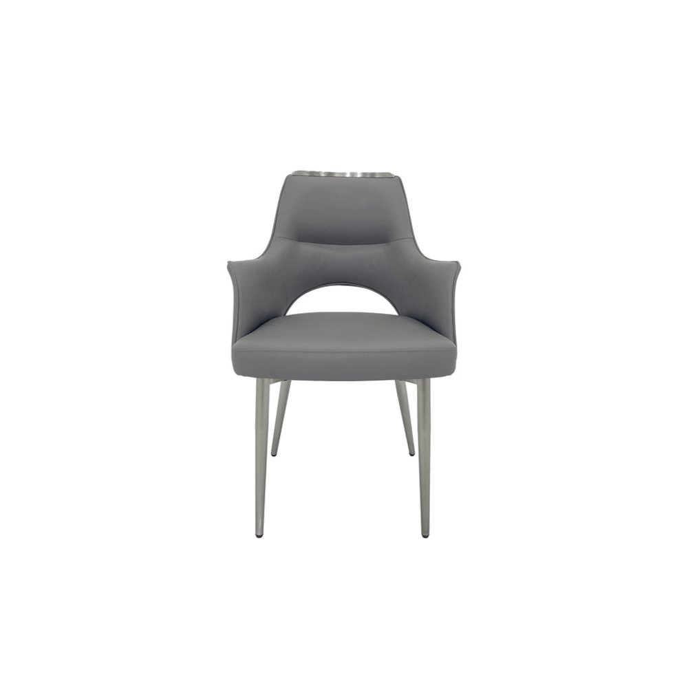 Set of 2 Dining Chair with PU Seat and Matte Gold Legs
