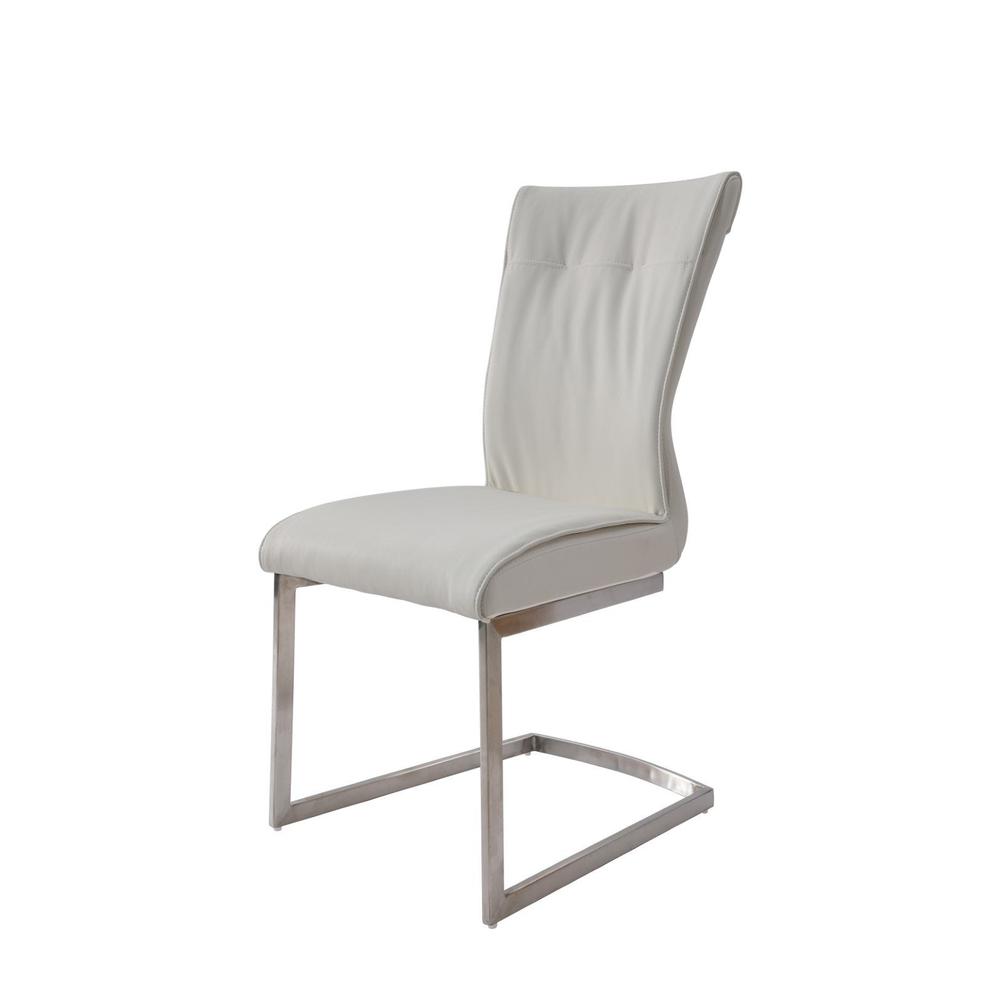 Dining Chair With Pu Seat And Brushed Stainless Steel Leg