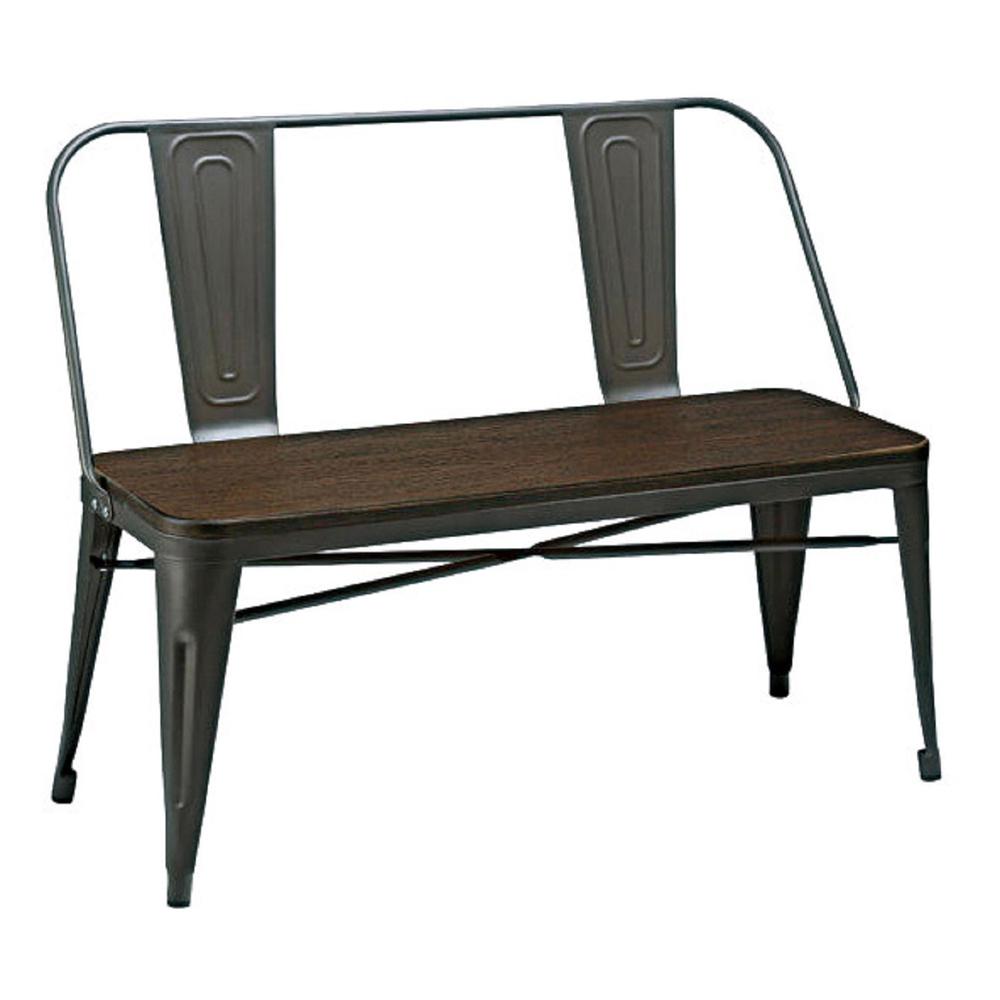 Metal Bench W/ Wood Top
