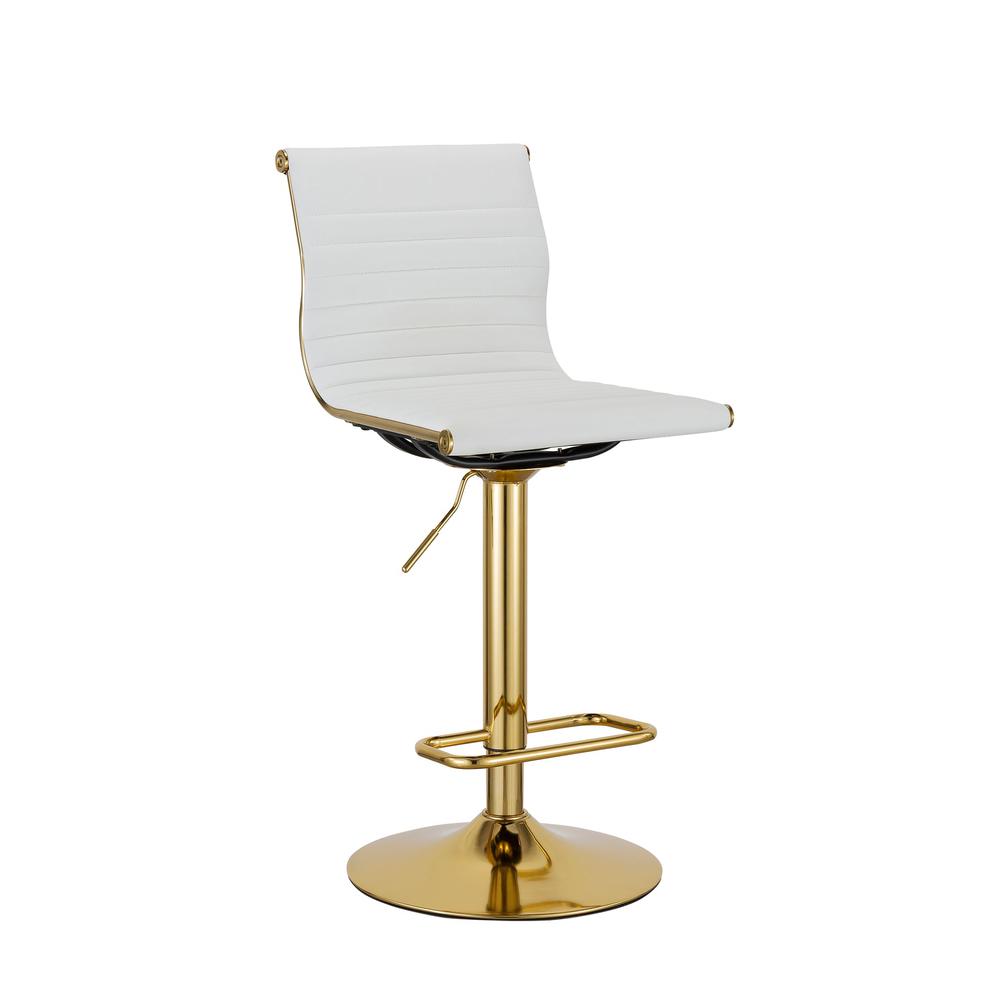 (37” ~ 45.5”)H Adjustable Pu Bar Stool With Gold Leg