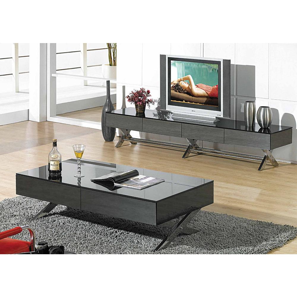 Black/Gray Mirror W/ Chrome Legs