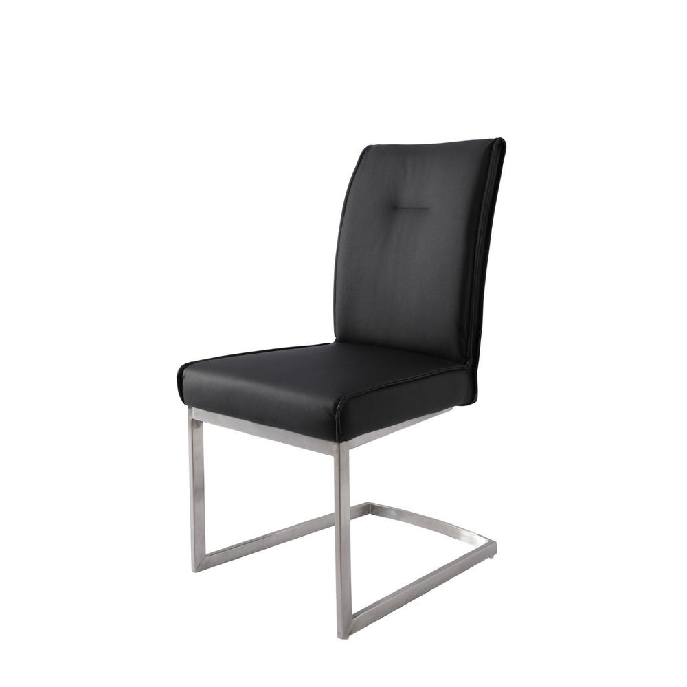 Dining Chair With Pu Seat And Brushed Stainless Steel Leg