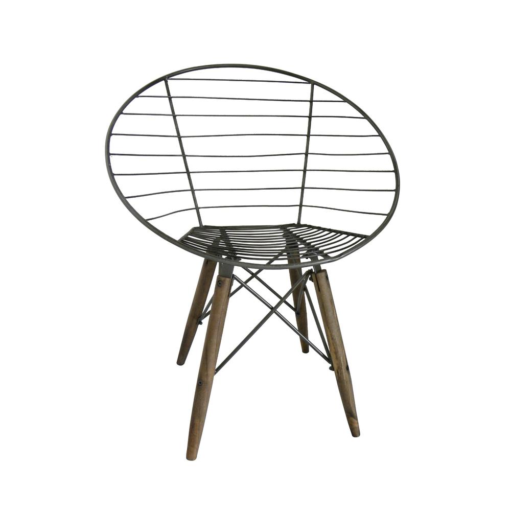 Wire Arm Chair W/ Wood Legs