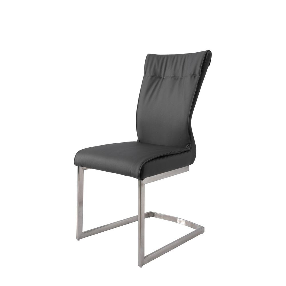 Dining Chair With Pu Seat And Brushed Stainless Steel Leg