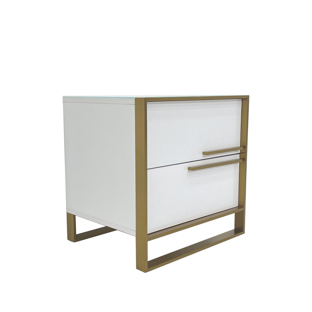 MDF Night Stand with Matte Gold Frame