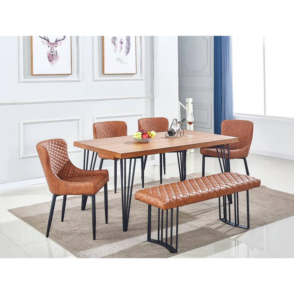 Contemporary Air Slaked Elm Veneer Top Dining Table